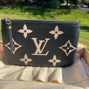 Lv 2022 Double Zips Pochette Bicolor Monogram Empreinte Leather